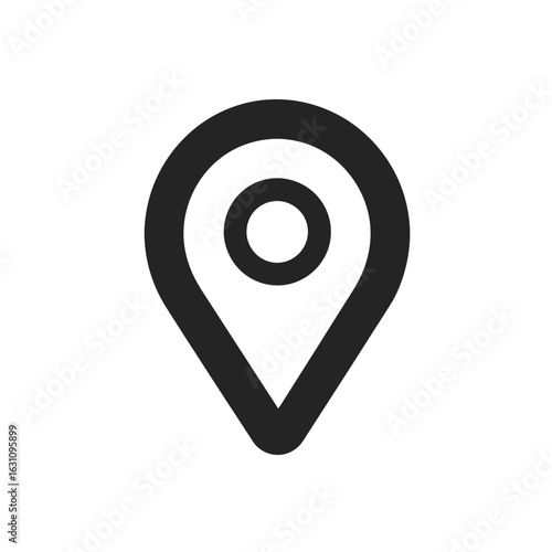 Free Download Simple Black Location Pin Icon with Inner Circle on White Background - GFXLoad