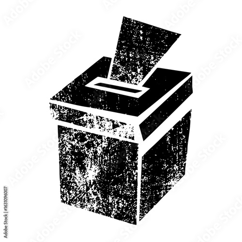 Vector Distressed ballot box with open slot