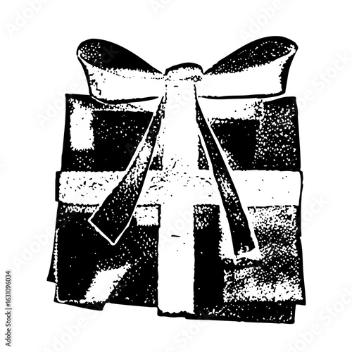 Vector Festive gift box with a large ribbon bow .