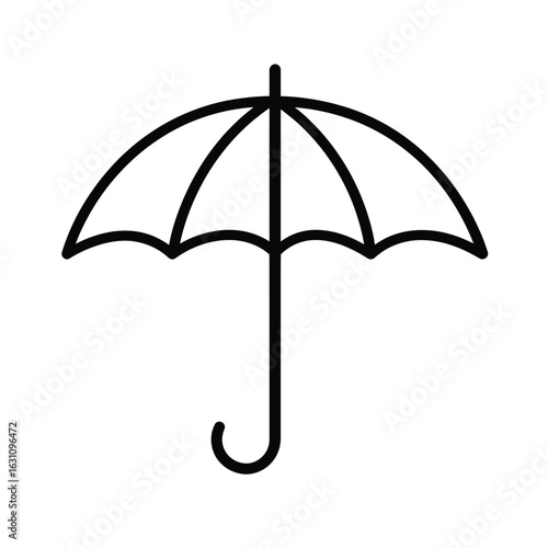 Simple Black Umbrella Outline Illustration for Protection Against Rain and Sun