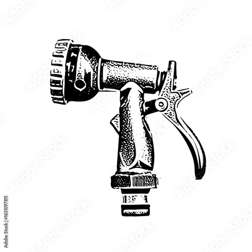 Vector Detailed of a vintage hose nozzle.