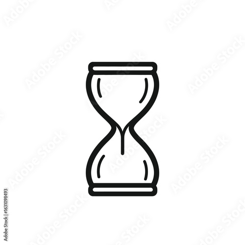 Simple Sandglass Icon Vector, Vintage Hourglass Silhouette with Transparent Background