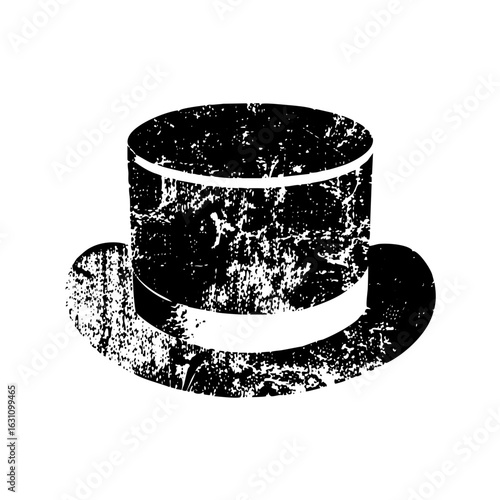 Vector Distressed top hat with a vintage aesthetic.