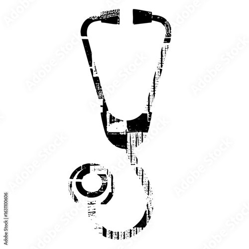Vector Monochrome stethoscope with distressed texture.