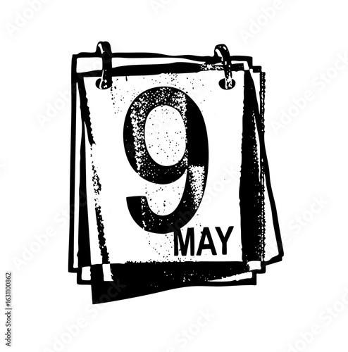 Vector May Ninth Calendar Date