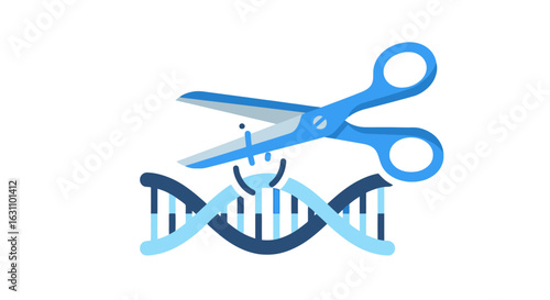 Gene Editing Technology Illustration Showcasing CRISPR System and DNA Modification for Medical Research and Genetic Engineering Applications