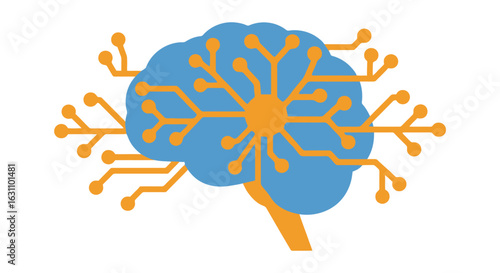Artificial Intelligence Brain Concept with Neural Network Connections for Technology, Science and Future Innovations in Cognitive Computing