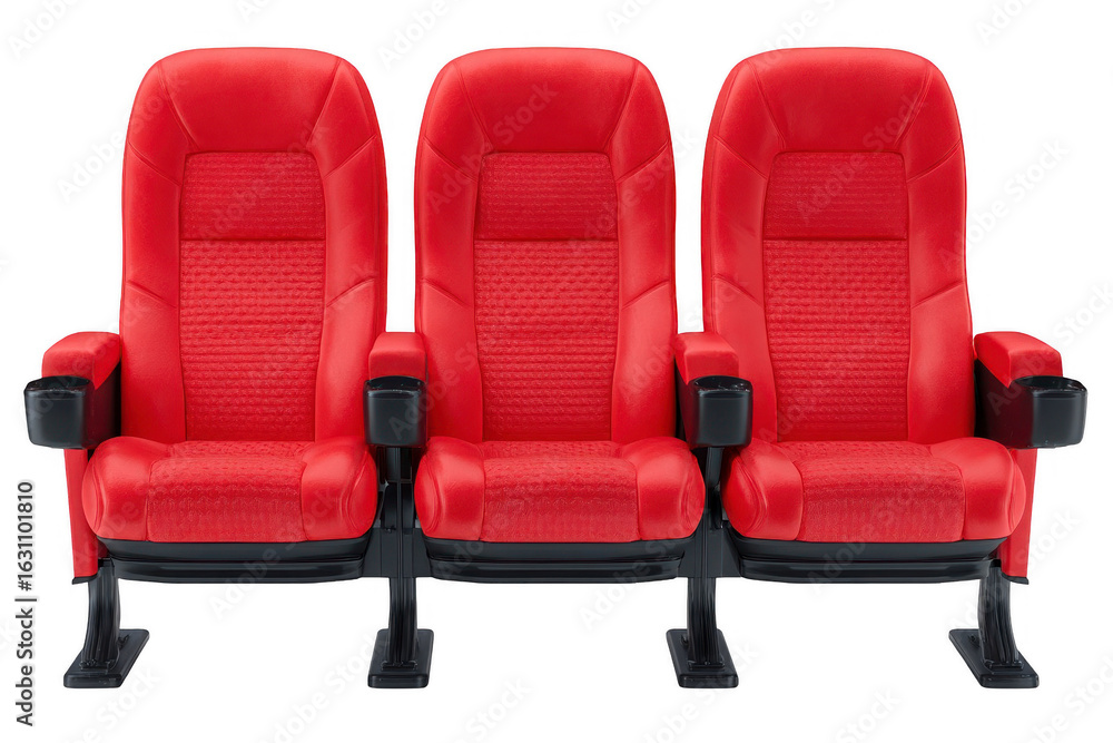 Fototapeta premium Three red cinema seats