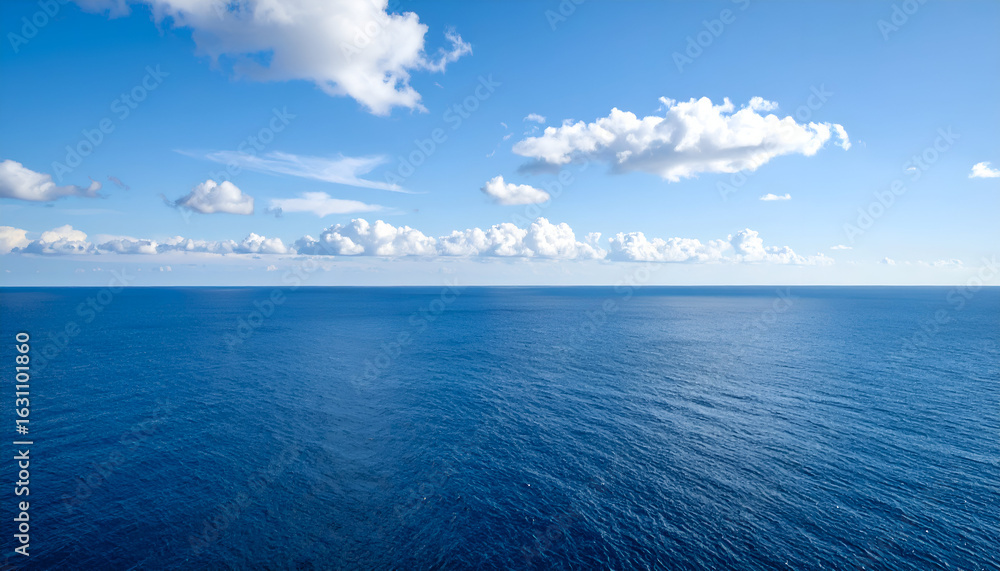 Obraz premium Calm Ocean with Blue Sky, and Cloudscape.