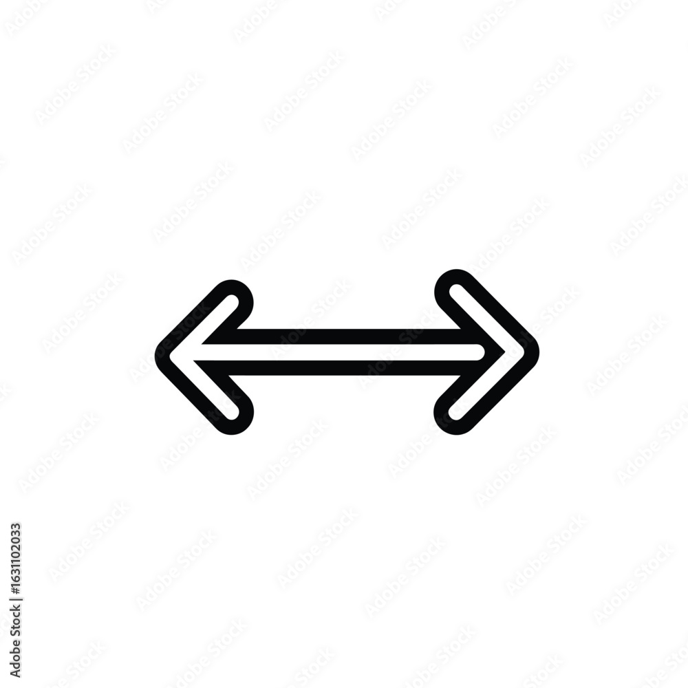 Obraz premium Symmetrical Black Arrow Pointing Left And Right On A Transparent Background