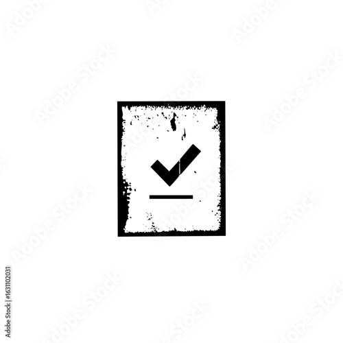 Vector Minimalist checkmark within a rectangular frame.