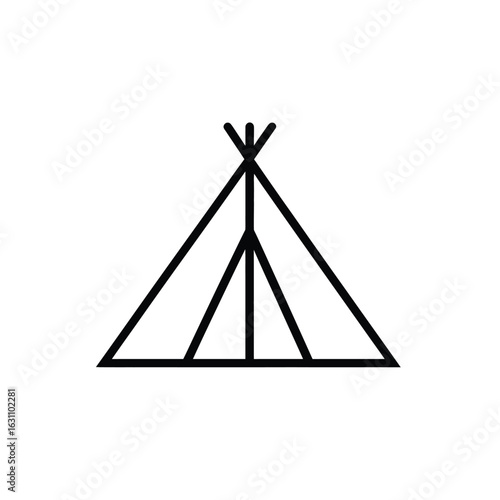 Teepee Silhouette with Transparent Background, Native American Tent Design, Linear Art