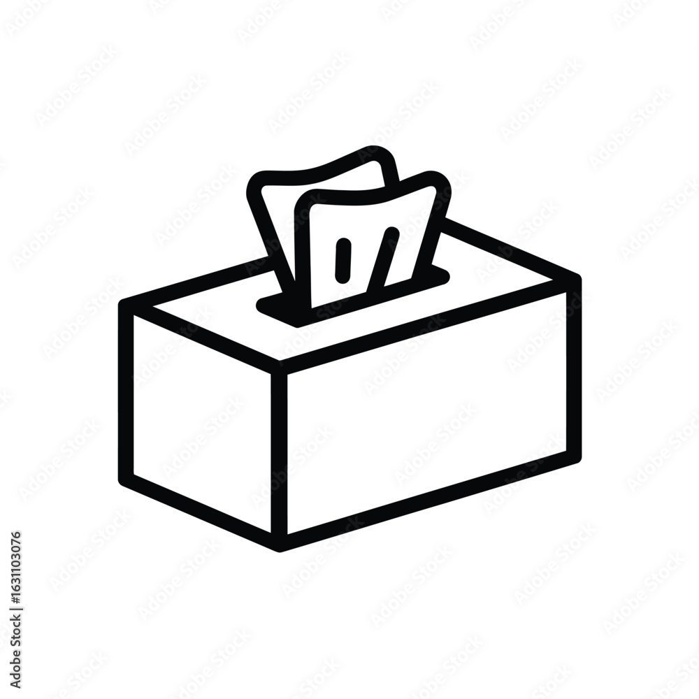 Fototapeta premium Tissue Box Outlines with Transparent Fillings and Rectangular Shape on White