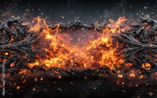 Ornate fire backdrop