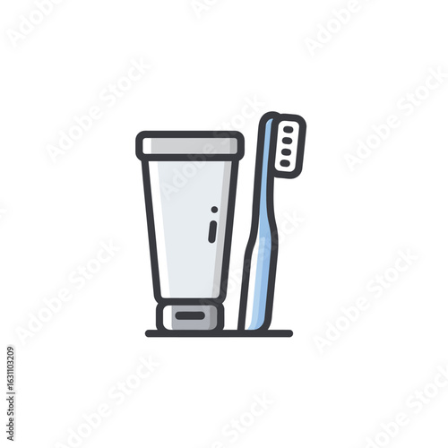 Toothpaste Tube and a Blue Toothbrush on Transparent Background Stock