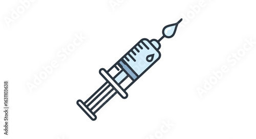 Medical Syringe Illustration with Needle and Droplet for Healthcare, Vaccination Campaigns, and Medical Infographics on Disease Prevention