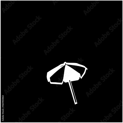 Vector White beach parasol with a minimalist style.