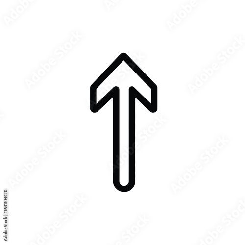 Upward Arrow Icon with Black Outline on Transparent Background for Design Projects
