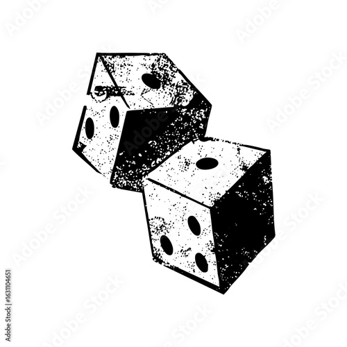 Vector Stacked dice with a distressed texture.