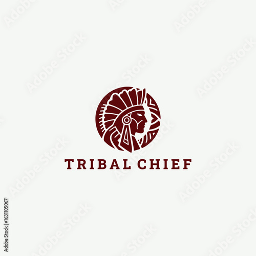 Tribal chief logo vector icon illustration style