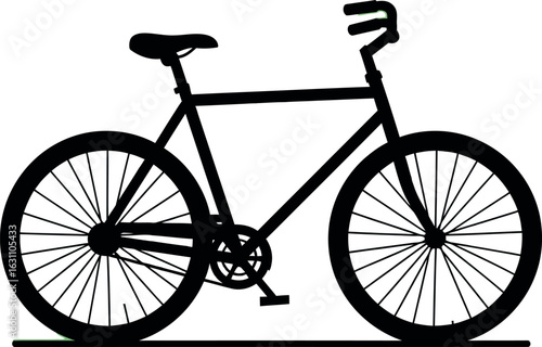 Silhouette of a Classic Bicycle with Detailed Spokes and Frame.