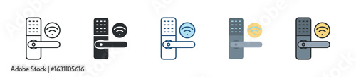 Smart Door Lock Icon Set Multiple Style Collection