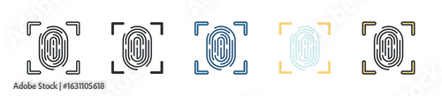 Fingerprint Scanner Icon Set Multiple Style Collection