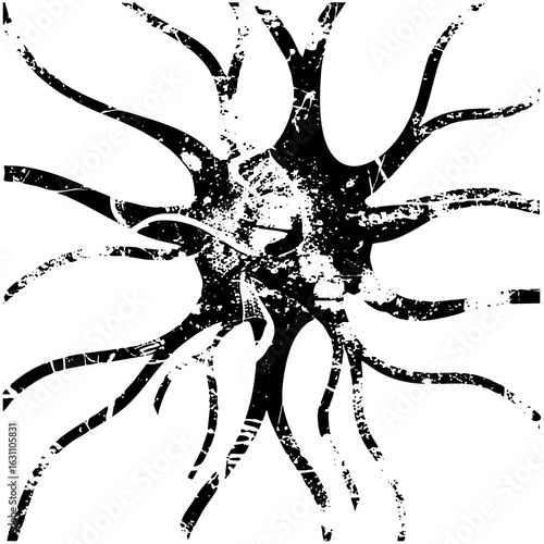 Vector Abstract explosion of jagged branching shapes creates a dynamic distressed .