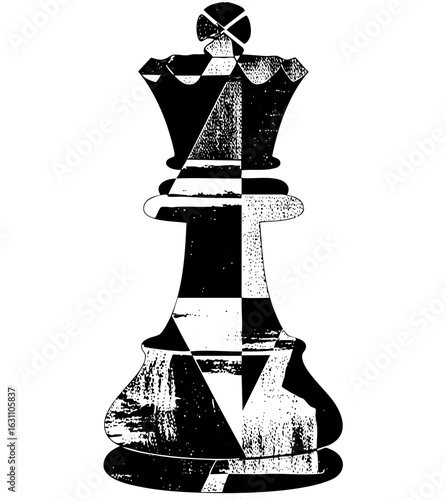 Vector Detailed monochrome of a chess king piece.