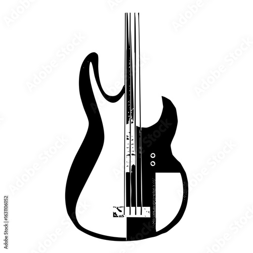 Vector Black electric bass guitar vector .