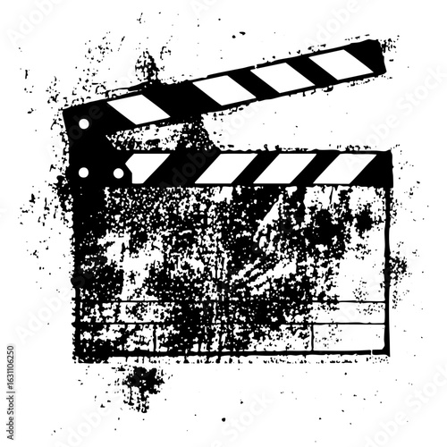 Vector Distressed film clapperboard with textured details.