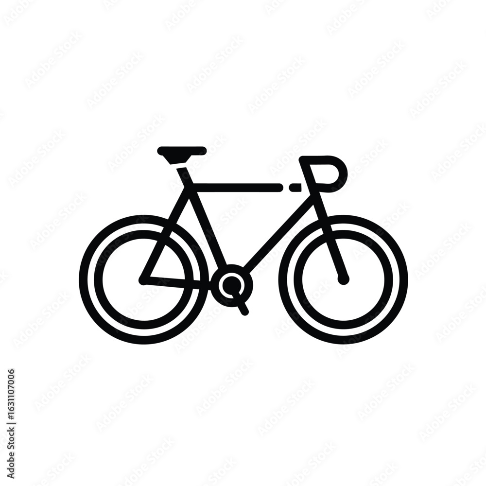Obraz premium Black Outline Illustration of a Bicycle With Frame, Seat, Handlebars, and Two Wheels