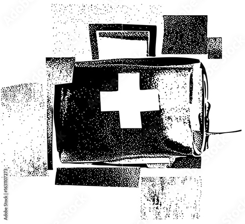 Vector Medical kit with white cross .