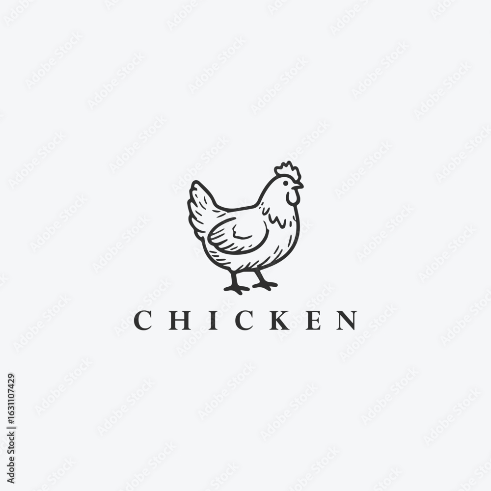 Fototapeta premium Chicken logo vector icon illustration style