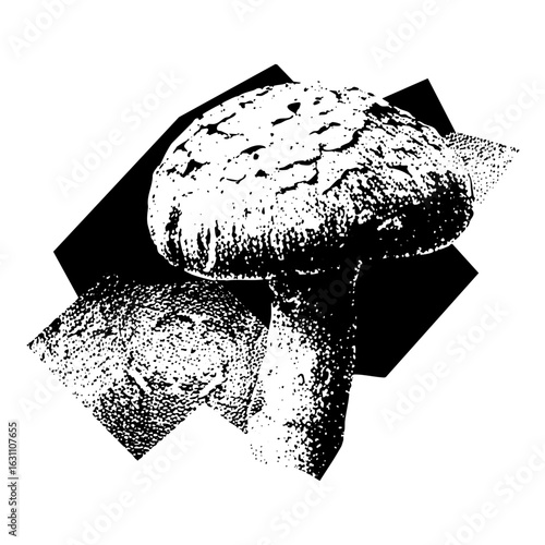 Vector Detailed mushroom showcases organic texture and form.