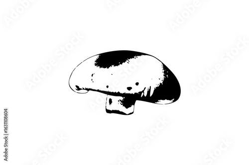 Vector Black and white mushroom depicts a natural element.