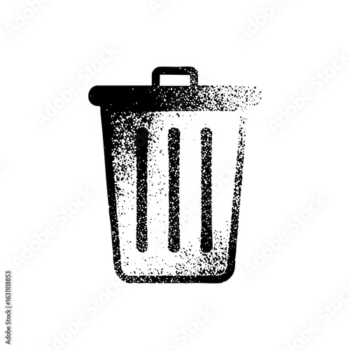 Vector Distressed trash can depicts waste disposal.