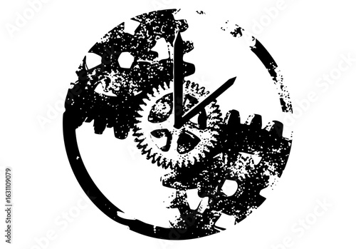 Vector Intricate clockwork mechanism with hands forming a circular .