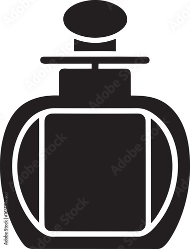 Black silhouette of a perfume bottle isolated on white background