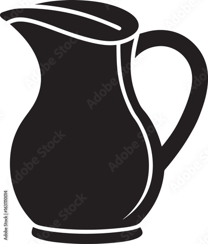 Black silhouette of a pitcher isolated on white background
