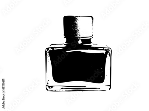 Vector Elegant perfume bottle in monochrome style.