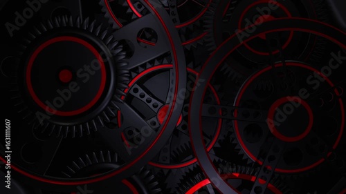 Black and Red Cog Wheel Spinning Seamless Loop Animation