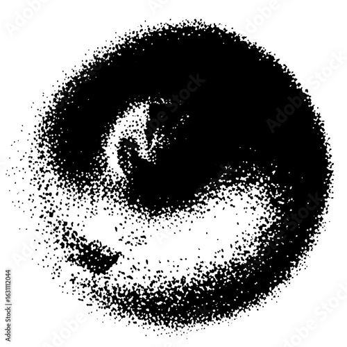 Vector Abstract swirling shapes create a dynamic yin yang symbol.