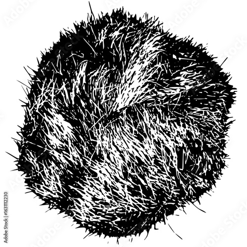 Vector Textured sphere depicts a bristly organic form.