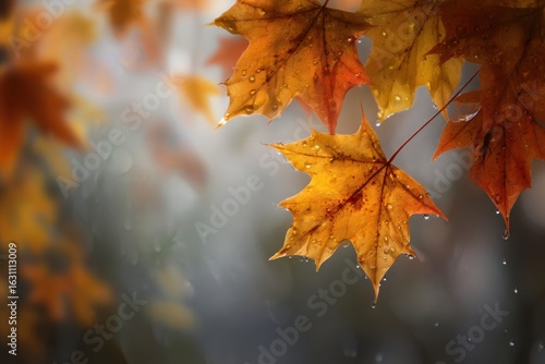 Autumn Leaves Rain Drops