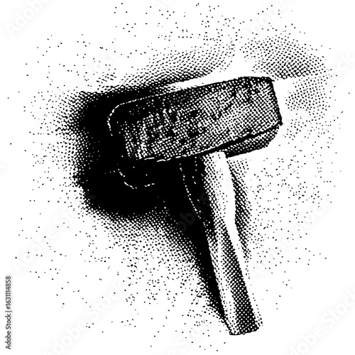 Vector Detailed of a gavel with a textured handle.