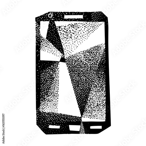 Vector Broken smartphone with shattered screen .