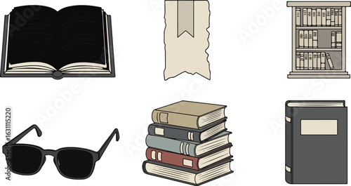 Bookshelf illustrations book illustrations library elements