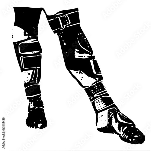 Vector Distressed denim legs with protective gear
