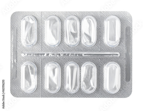 Empty blister pack pills medicine healthcare foil on transparent background